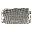 Jimmy Choo Chain Shoulder Bag Leather Sequins Silver Auth 203255M-3