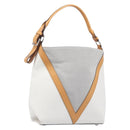 LOUIS VUITTON V Baguette GM Shoulder Bag Leather White Silver LV Auth 203256-1