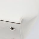 LOUIS VUITTON V Baguette GM Shoulder Bag Leather White Silver LV Auth 203256-16