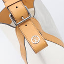 LOUIS VUITTON V Baguette GM Shoulder Bag Leather White Silver LV Auth 203256-17