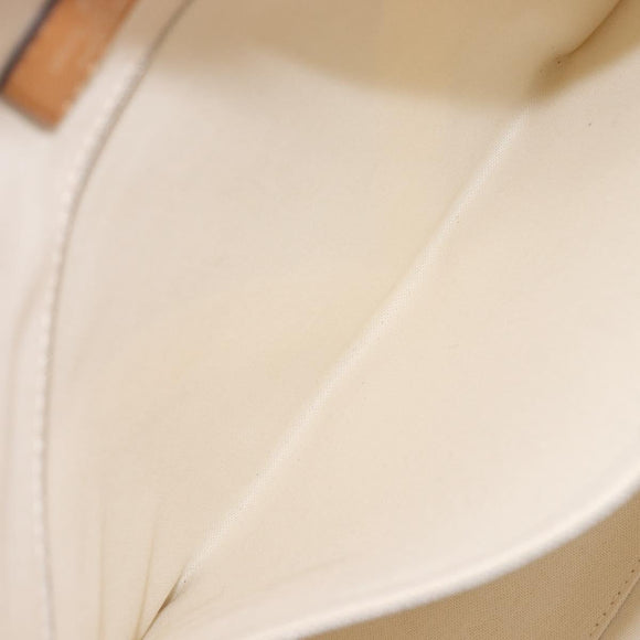 LOUIS VUITTON V Baguette GM Shoulder Bag Leather White Silver LV Auth 203256