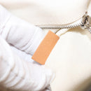 LOUIS VUITTON V Baguette GM Shoulder Bag Leather White Silver LV Auth 203256-12
