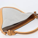 LOUIS VUITTON V Baguette GM Shoulder Bag Leather White Silver LV Auth 203256-6
