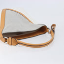 LOUIS VUITTON V Baguette GM Shoulder Bag Leather White Silver LV Auth 203256-7