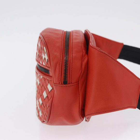 BOTTEGA VENETA INTRECCIATO Waist Bag Leather Red Auth 203258A