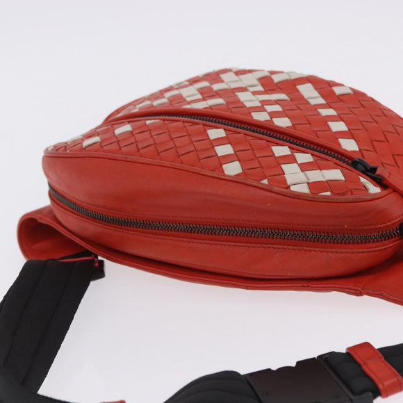 BOTTEGA VENETA INTRECCIATO Waist Bag Leather Red Auth 203258A