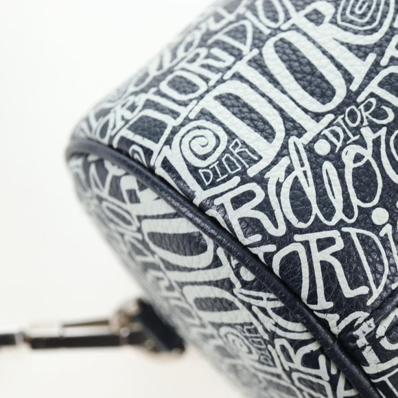 Christian Dior STUSSY Collaboration Bag Leather Navy Silver Auth 203259SAM