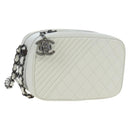 CHANEL Boy Chanel Chain Shoulder Camera Bag Lamb Skin White CC Auth 203260V-1
