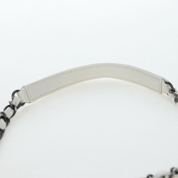 CHANEL Boy Chanel Chain Shoulder Camera Bag Lamb Skin White CC Auth 203260V