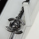 CHANEL Boy Chanel Chain Shoulder Camera Bag Lamb Skin White CC Auth 203260V-25