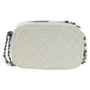 CHANEL Boy Chanel Chain Shoulder Camera Bag Lamb Skin White CC Auth 203260V-2