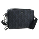Christian Dior CD Diamond Messenger Shoulder Pouch PVC Black Silver Auth 203261V-1