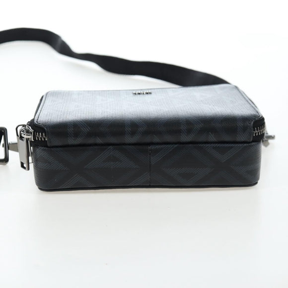 Christian Dior CD Diamond Messenger Shoulder Pouch PVC Black Silver Auth 203261V