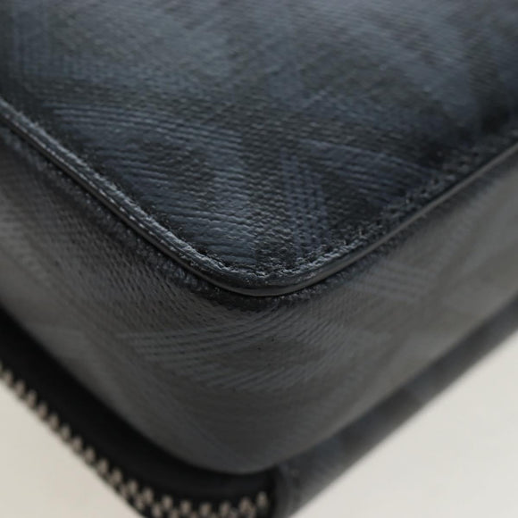 Christian Dior CD Diamond Messenger Shoulder Pouch PVC Black Silver Auth 203261V
