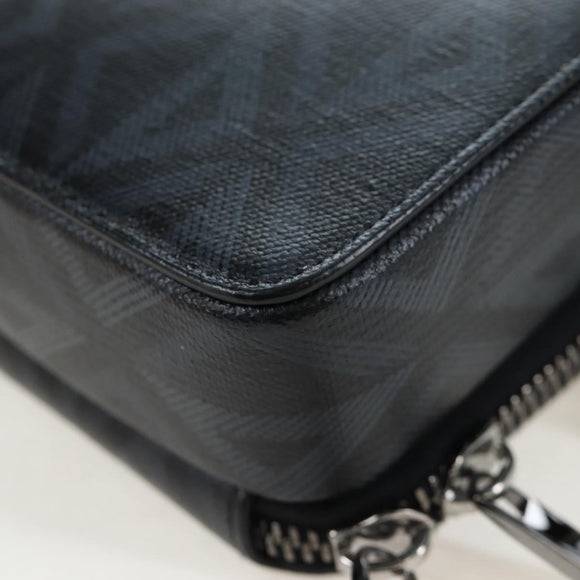 Christian Dior CD Diamond Messenger Shoulder Pouch PVC Black Silver Auth 203261V
