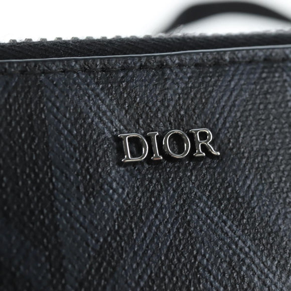 Christian Dior CD Diamond Messenger Shoulder Pouch PVC Black Silver Auth 203261V