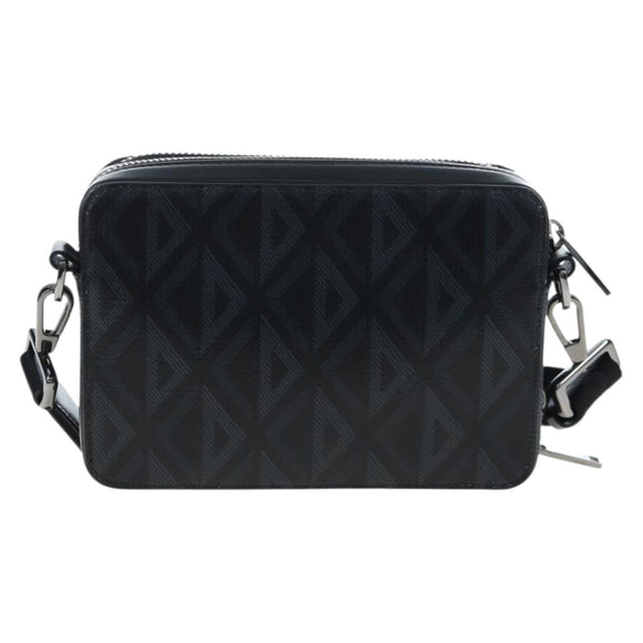 Christian Dior CD Diamond Messenger Shoulder Pouch PVC Black Silver Auth 203261V