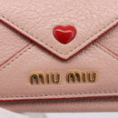 Miu Miu Trifold Wallet Leather Pink Gold Auth 203263A-12
