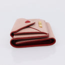 Miu Miu Trifold Wallet Leather Pink Gold Auth 203263A-4