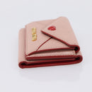 Miu Miu Trifold Wallet Leather Pink Gold Auth 203263A-5