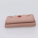 Miu Miu Trifold Wallet Leather Pink Gold Auth 203263A-6