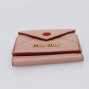 Miu Miu Trifold Wallet Leather Pink Gold Auth 203263A-7