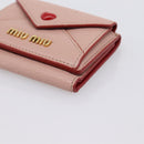 Miu Miu Trifold Wallet Leather Pink Gold Auth 203263A-8