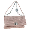 Miu Miu Nappa Crystal Matelasse Bag Leather 3way Pink Silver Auth 203264M-1