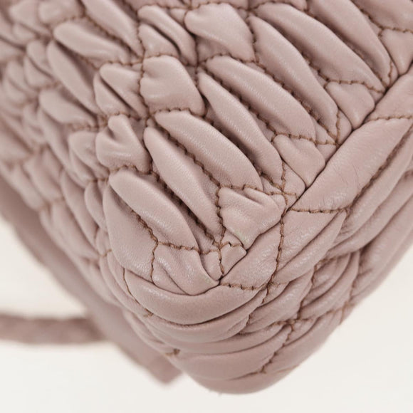 Miu Miu Nappa Crystal Matelasse Bag Leather 3way Pink Silver Auth 203264M