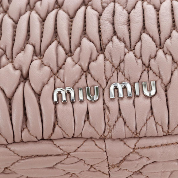 Miu Miu Nappa Crystal Matelasse Bag Leather 3way Pink Silver Auth 203264M