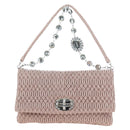 Miu Miu Nappa Crystal Matelasse Bag Leather 3way Pink Silver Auth 203264M-2