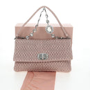 Miu Miu Nappa Crystal Matelasse Bag Leather 3way Pink Silver Auth 203264M-33