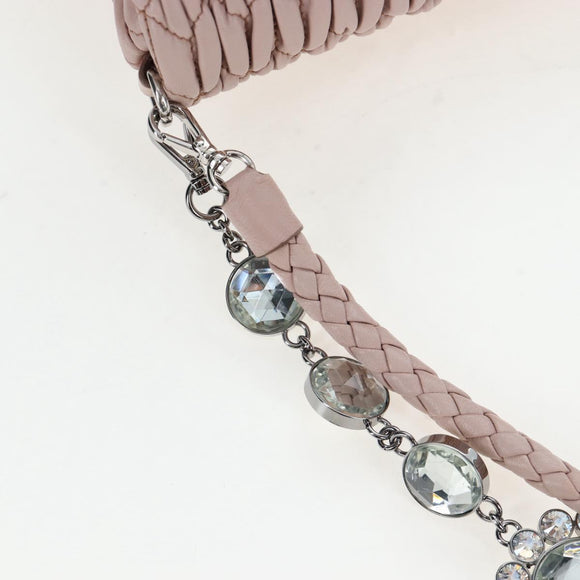 Miu Miu Nappa Crystal Matelasse Bag Leather 3way Pink Silver Auth 203264M