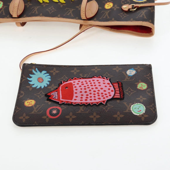 LOUIS VUITTON Yayoi Kusama Face Neverfull MM Tote Bag M46447 LV Auth 203277SAV