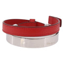 LOEWE Bangle Leather Red Silver Auth 203313A-2