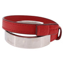 LOEWE Bangle Leather Red Silver Auth 203313A-4