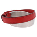 LOEWE Bangle Leather Red Silver Auth 203313A-5