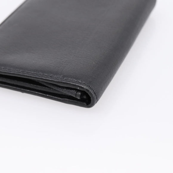 CHANEL Camelia Card Case Calf Skin Black CC Auth 203316A