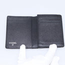 CHANEL Camelia Card Case Calf Skin Black CC Auth 203316A-14