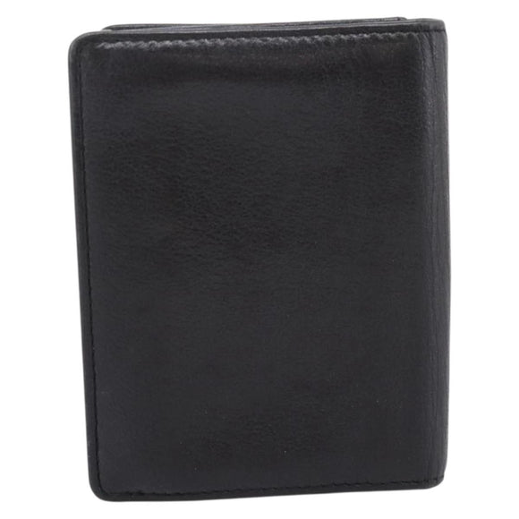CHANEL Camelia Card Case Calf Skin Black CC Auth 203316A