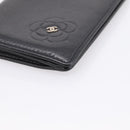 CHANEL Camelia Card Case Calf Skin Black CC Auth 203316A-8
