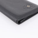 CHANEL Camelia Card Case Calf Skin Black CC Auth 203316A-9