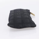 CHANEL New Travel Line Pouch Canvas Black Gold CC Auth 203320-4