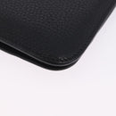HERMES Dogon GM Wallet Leather Black Silver Auth 203322-10