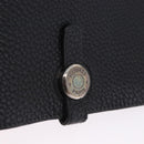 HERMES Dogon GM Wallet Leather Black Silver Auth 203322-12