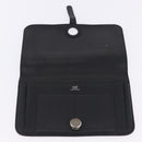 HERMES Dogon GM Wallet Leather Black Silver Auth 203322-13
