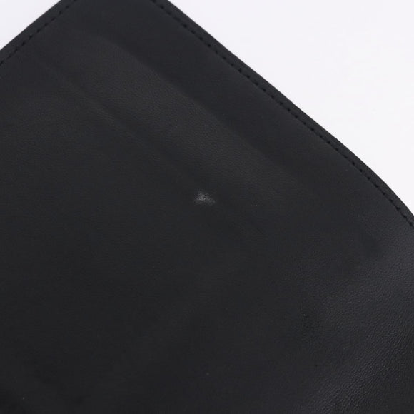 HERMES Dogon GM Wallet Leather Black Silver Auth 203322