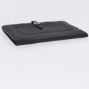 HERMES Dogon GM Wallet Leather Black Silver Auth 203322-6