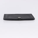 HERMES Dogon GM Wallet Leather Black Silver Auth 203322-7