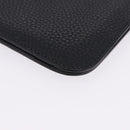 HERMES Dogon GM Wallet Leather Black Silver Auth 203322-9